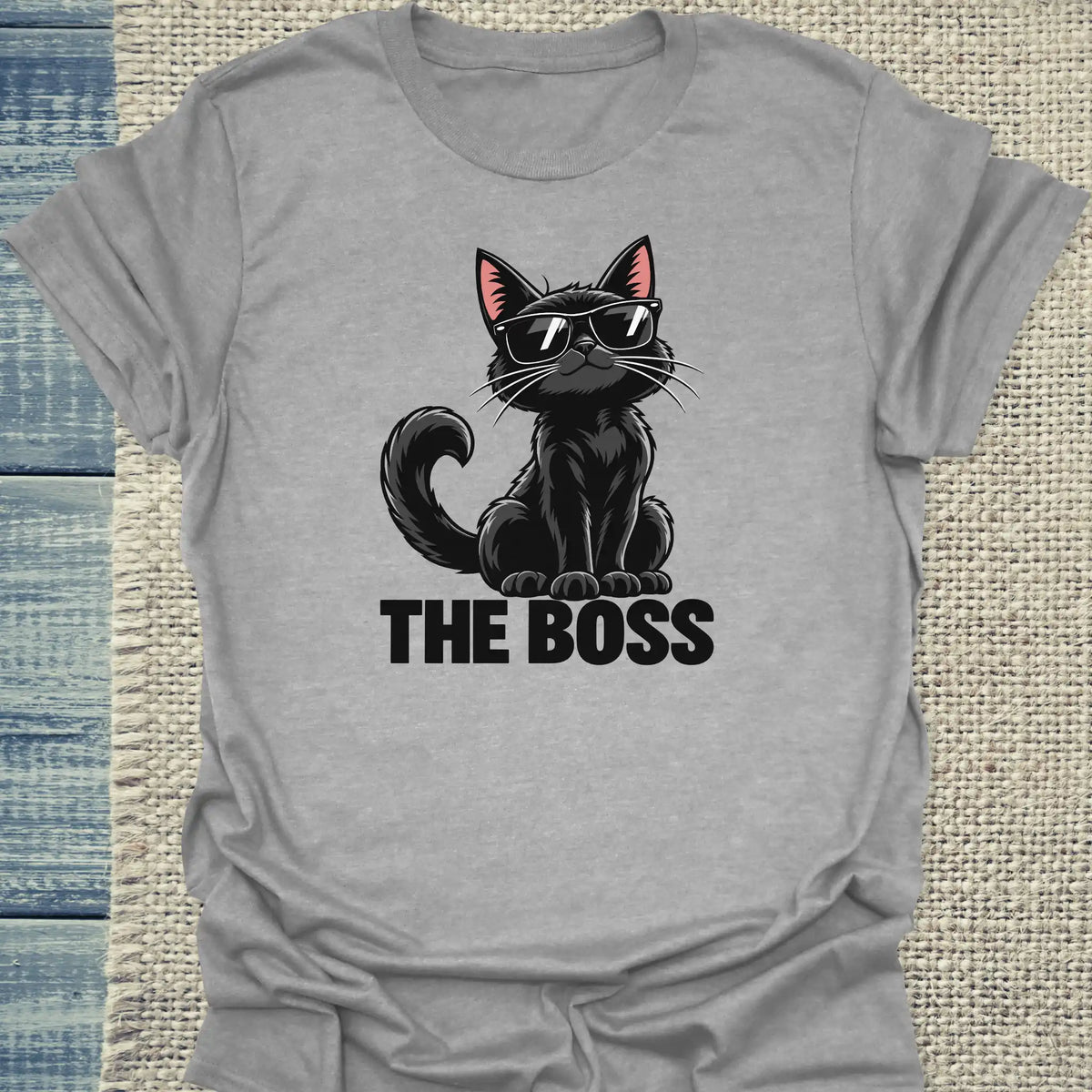 T-Shirt - The Boss - Unisex - Katze Grau