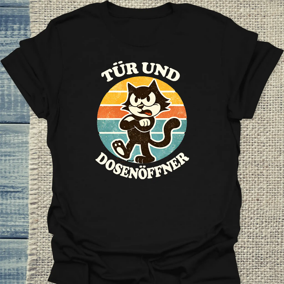 T-Shirt - Tür und Dosenöffner - Unisex - Katze Schwarz