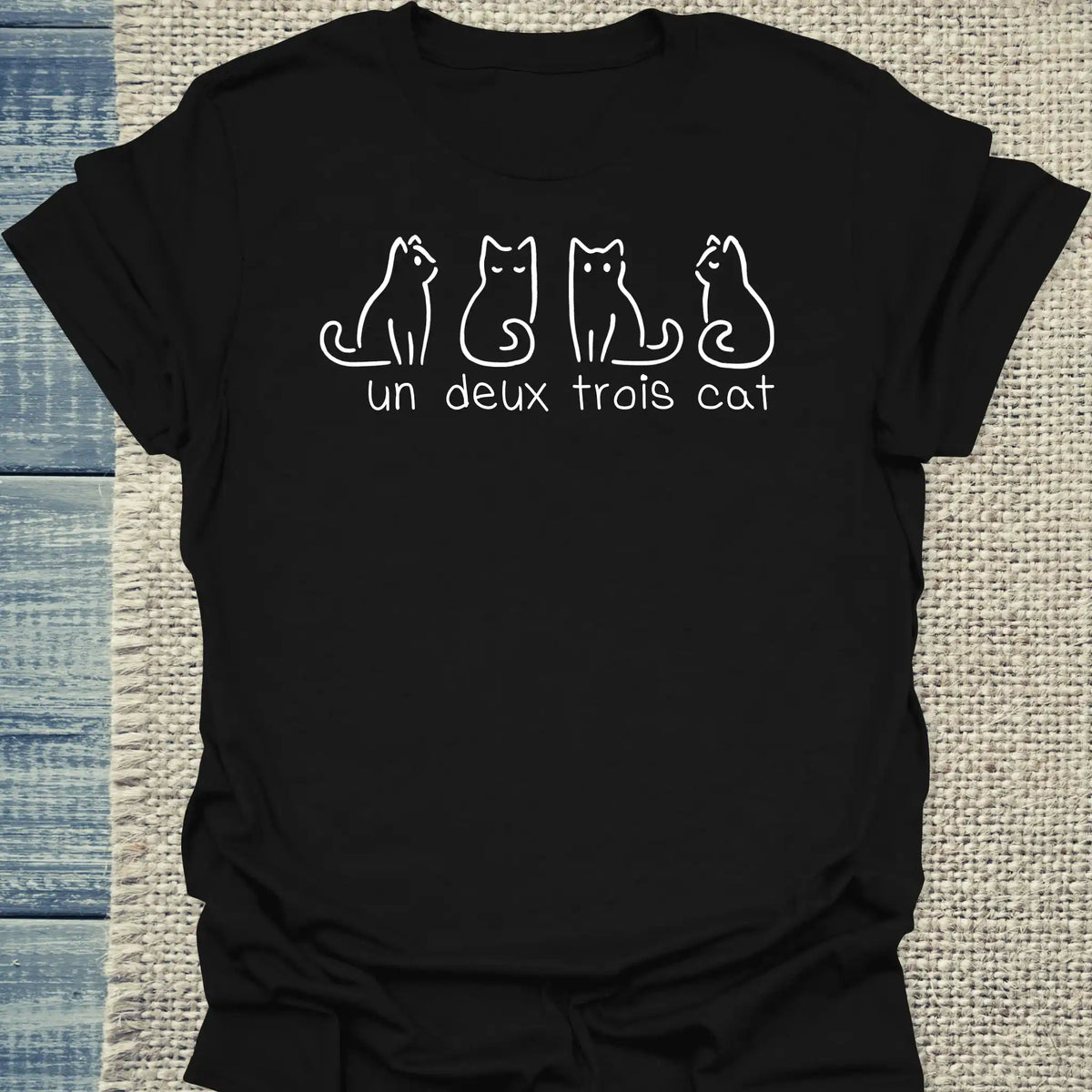 T-Shirt - Un Deux Trois Cat - Unisex - Katze Schwarz