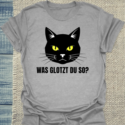 T-Shirt - Was glotzt du so? - Unisex - Katze Grau