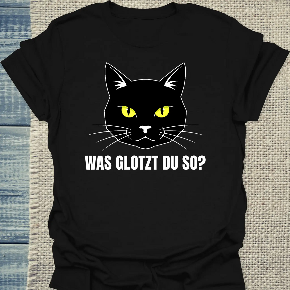 T-Shirt - Was glotzt du so? - Unisex - Katze Schwarz