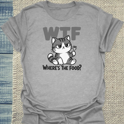 T-Shirt - Where is the Food - Unisex - Katze Grau