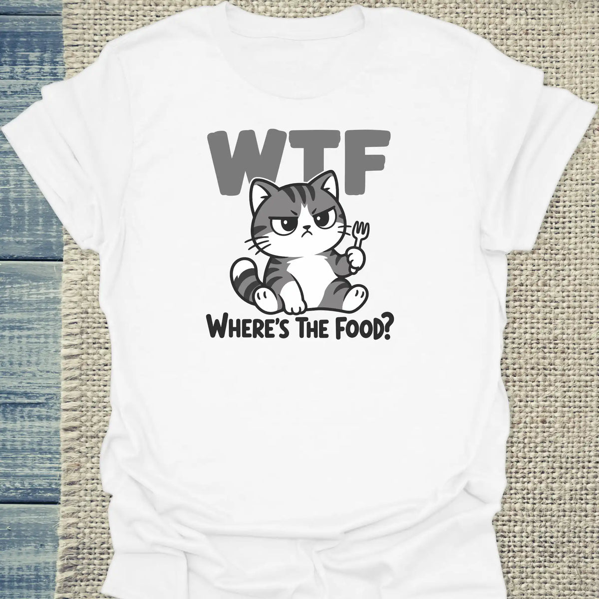 T-Shirt - Where is the Food - Unisex - Katze Weiß