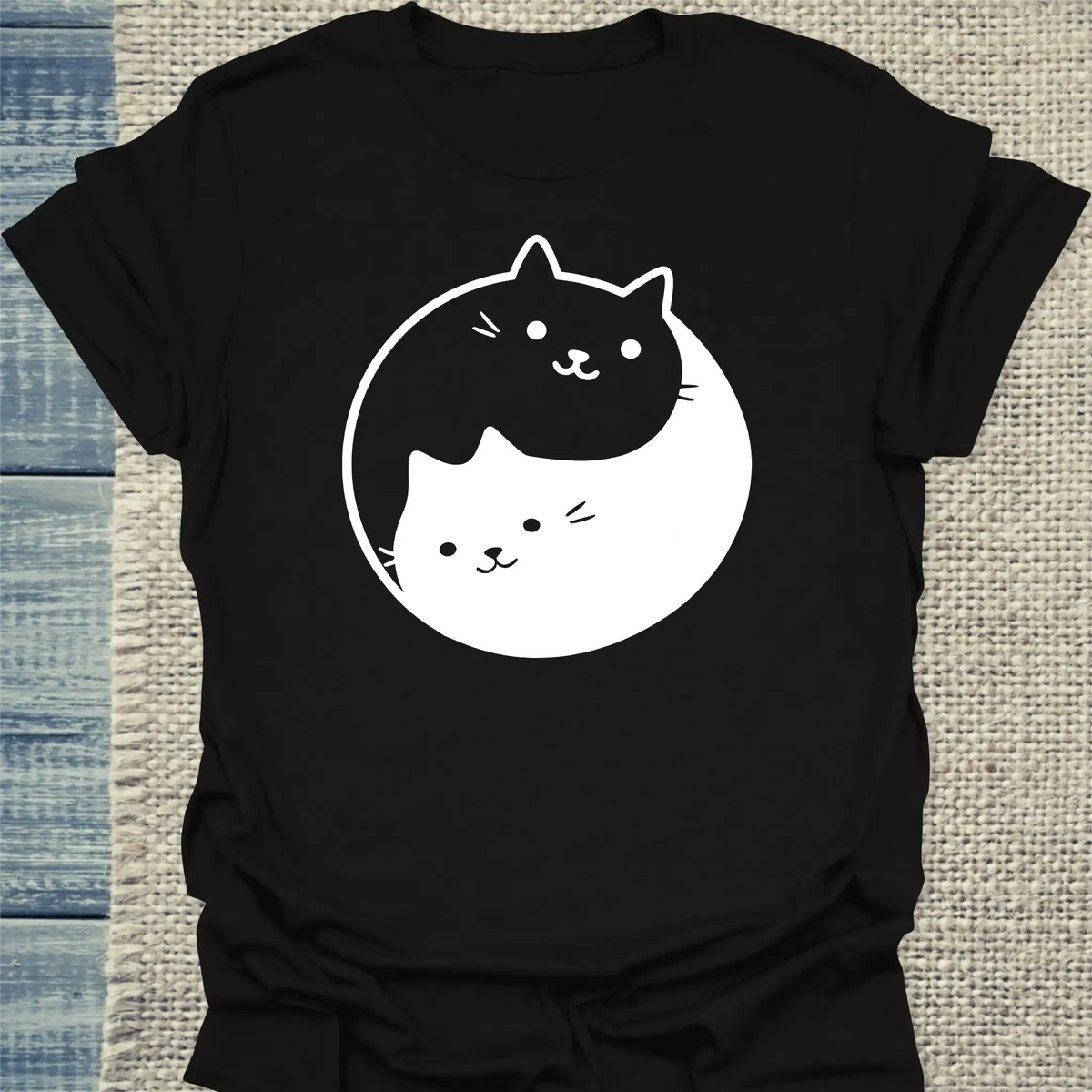 T-Shirt - yin yang - Unisex - Katze Schwarz