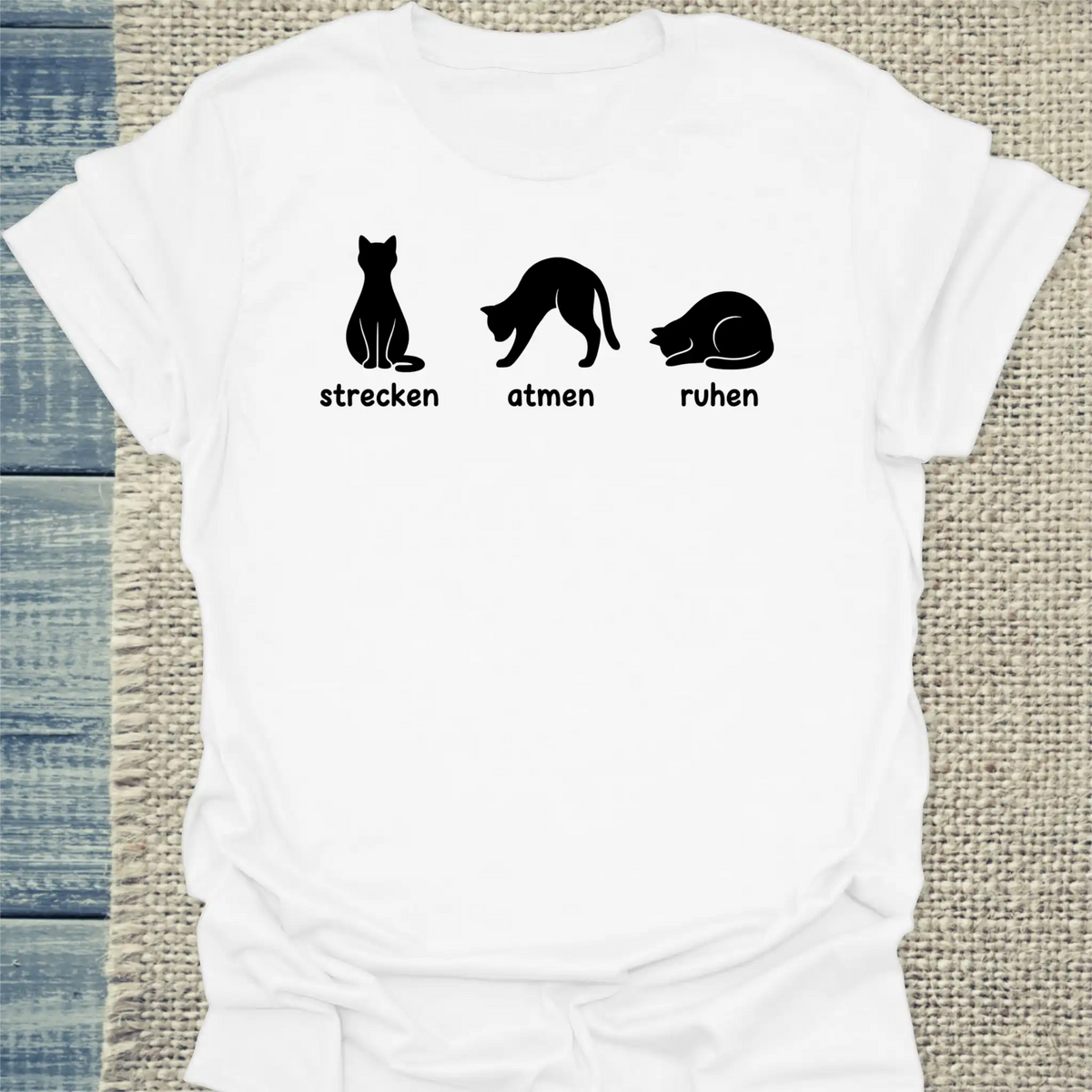 T-Shirt - Yoga - Unisex - Katze Weiß
