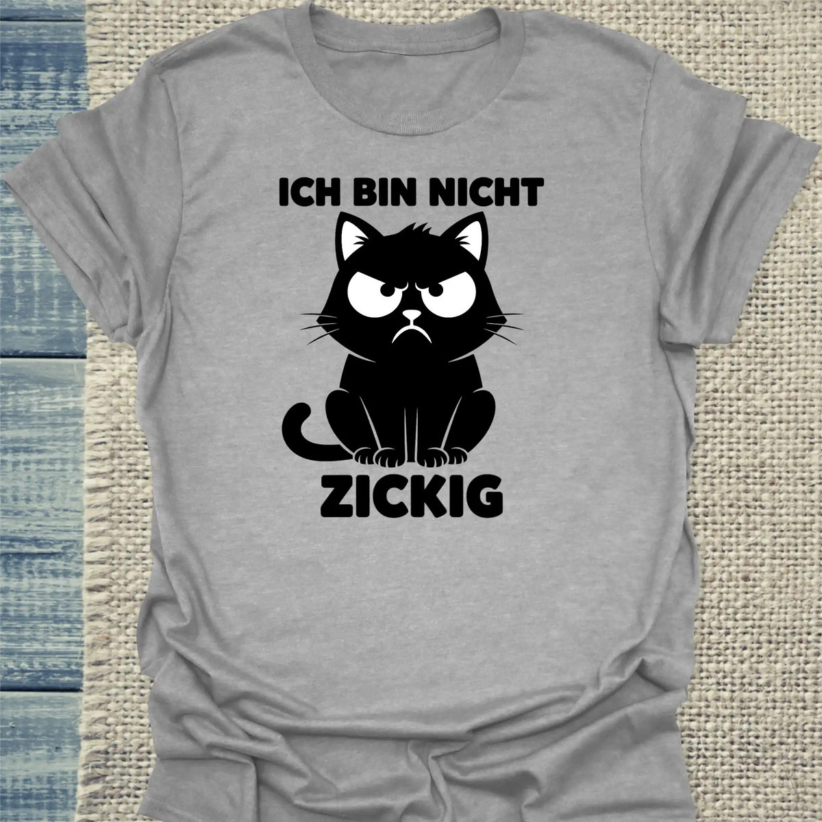 T-Shirt - Zickig - Unisex - Katze Grau