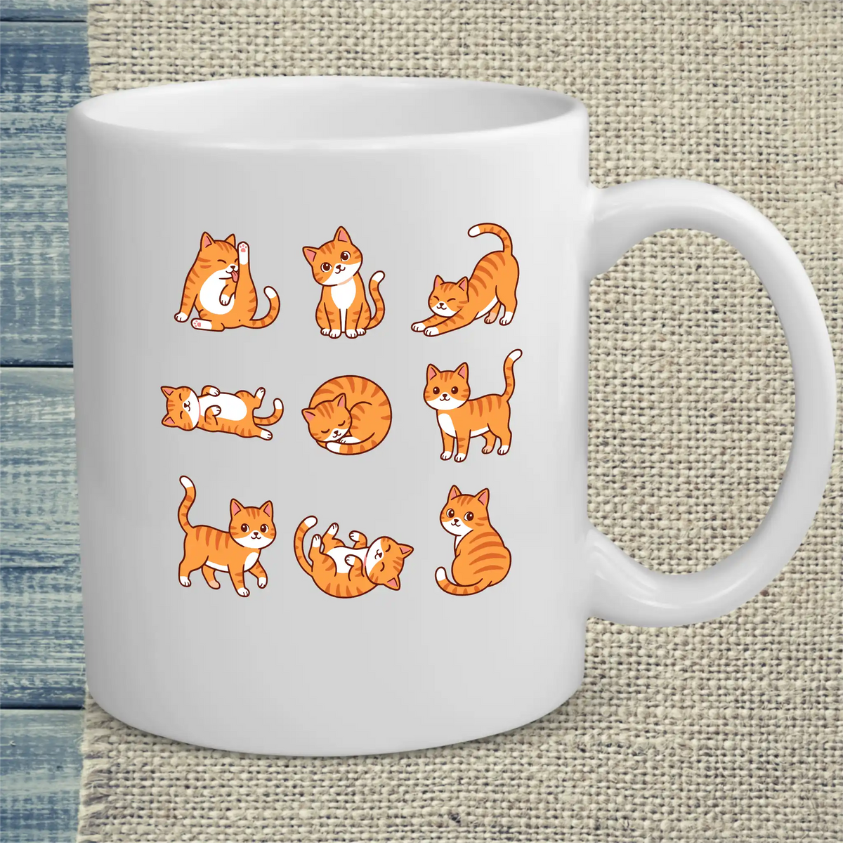 Tasse 325ml - 9 orange Katzen - Katze, Orange