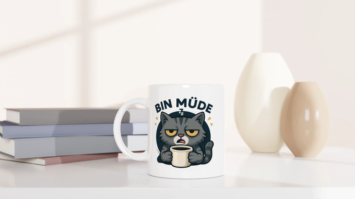 Tasse 325ml - Bin Müde - Katze & Kaffee