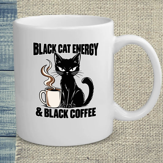 Tasse 325ml - Black Cat Energy - Katze & Kaffee