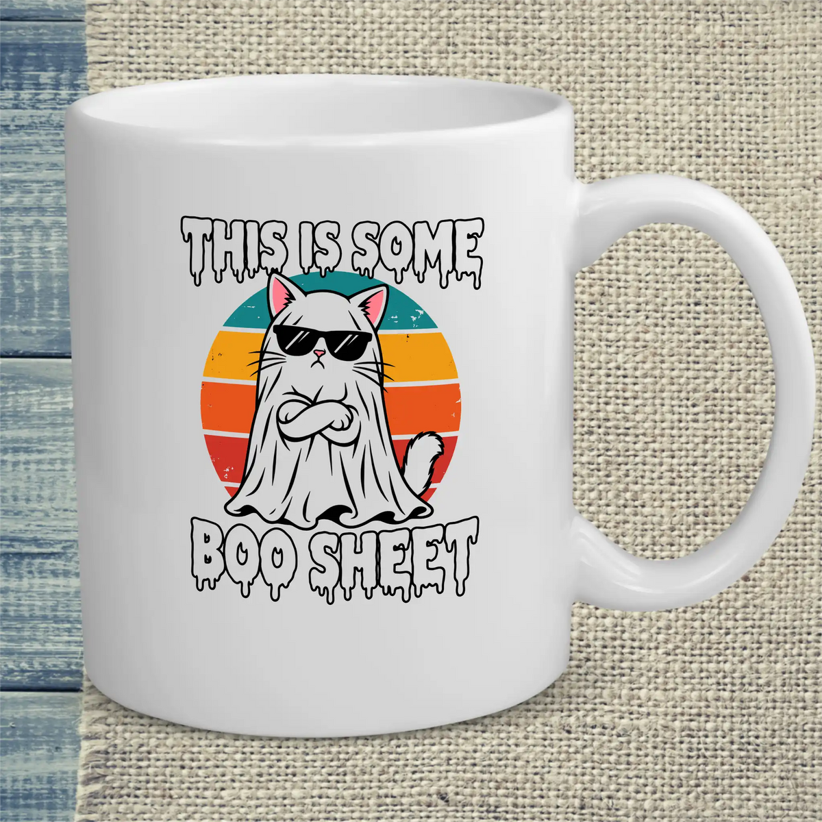 Tasse 325ml - Boo Sheet - Katze, Halloween