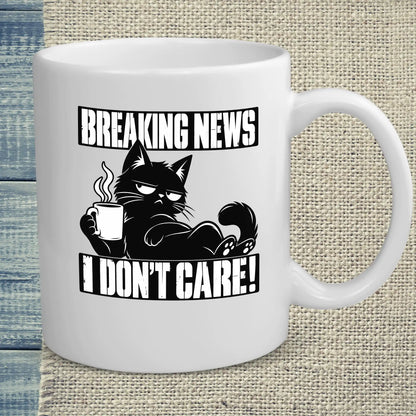 Tasse 325ml - Breaking News I don’t care - Katze & Kaffee