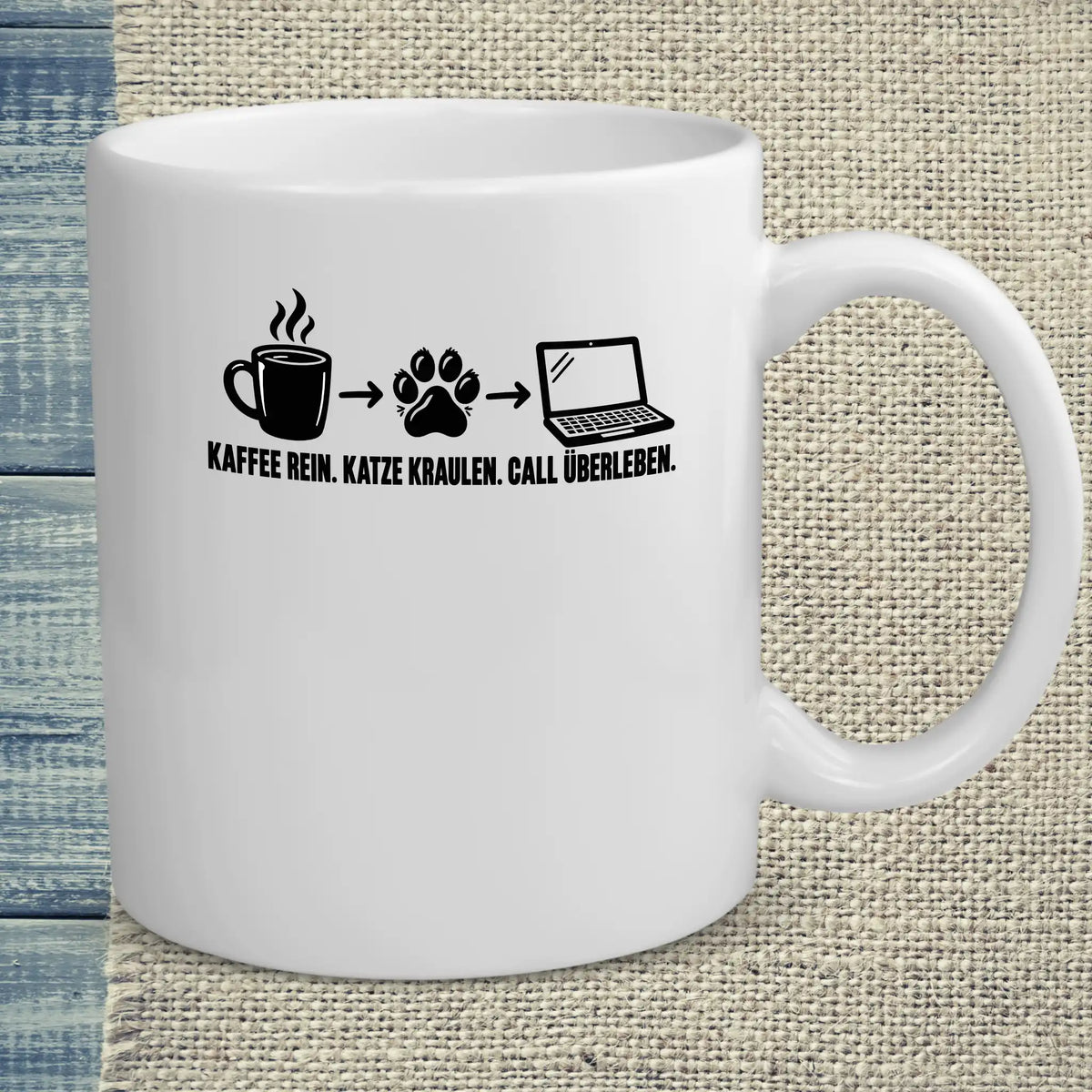 Tasse 325ml - Call überleben - Katze & Kaffee