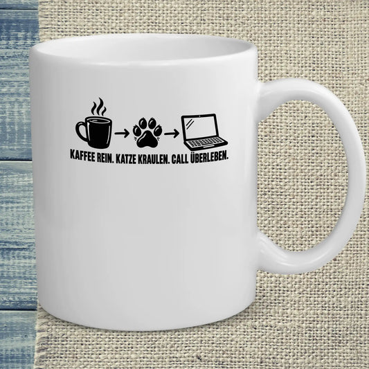 Tasse 325ml - Call überleben - Katze & Kaffee