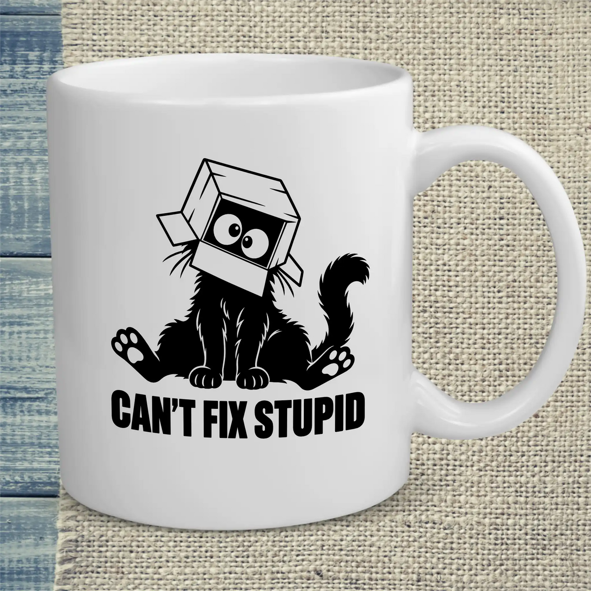 Tasse 325ml - Can't Fix Stupid - Katze