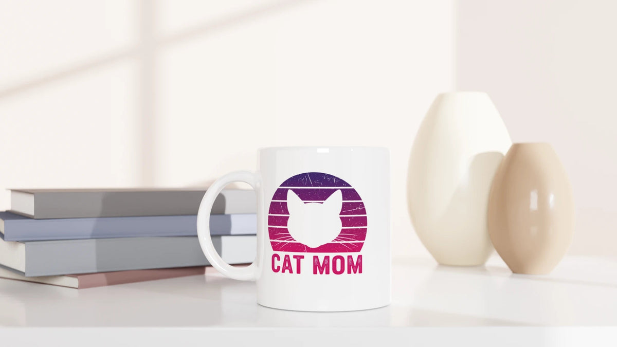 Tasse 325ml - Cat Mom Retro - Katze, Cat Lady