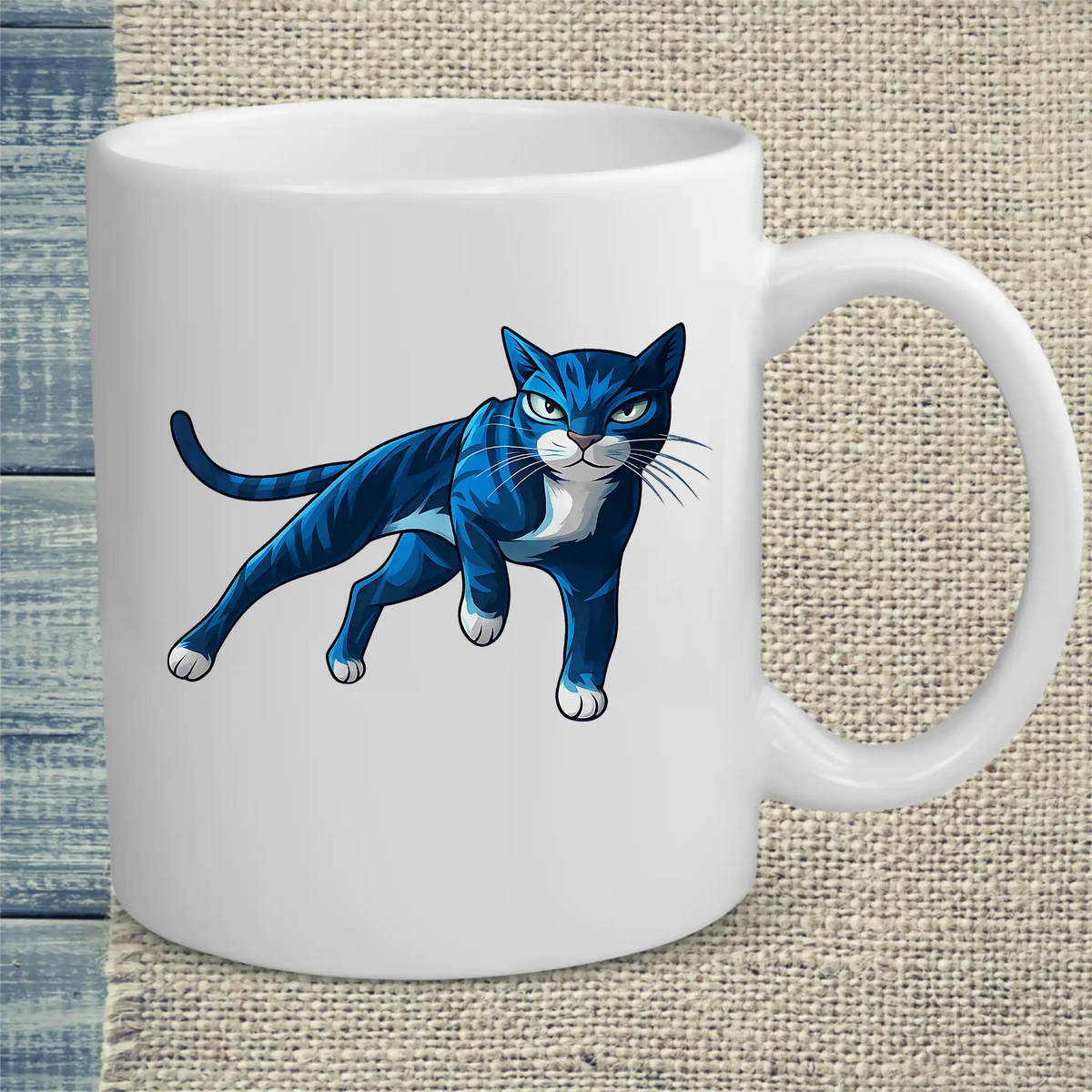 Tasse 325ml - Cool Blue Cat - Katze, Cat Guy