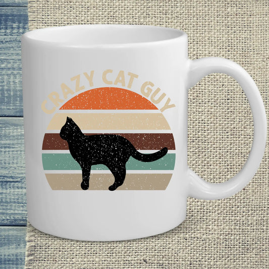 Tasse 325ml - Crazy Cat Guy - Retro - Katze, Cat Guy