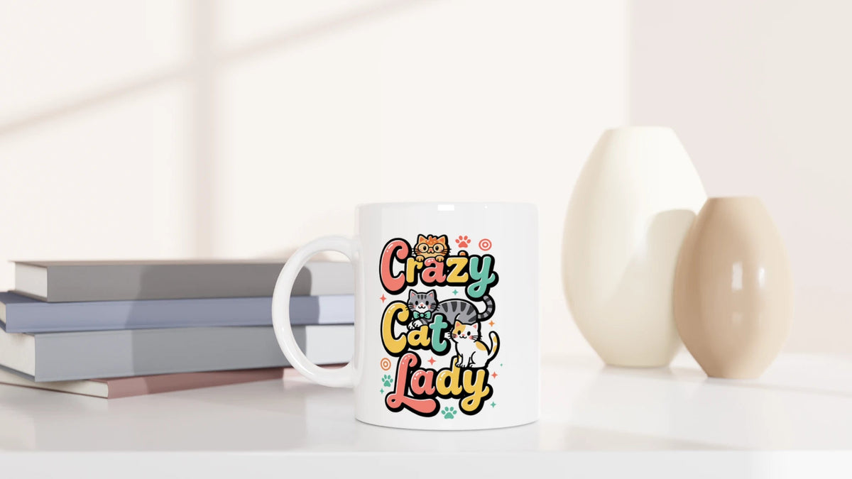 Tasse 325ml - Crazy Cat Lady - farbenfroh - Katze, Cat Lady