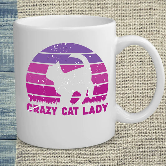 Tasse 325ml - CRAZY CAT LADY - Retro - Kaffee, Cat Lady