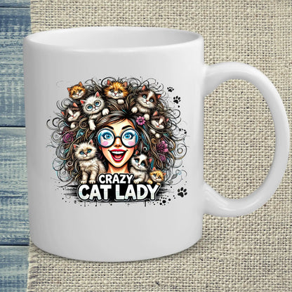 Tasse 325ml - Crazy Cat Laydy - bunt - Kaffee, Cat Lady