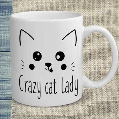 Tasse 325ml - Cute Crazy Cat Lady - Kaffee, Cat Lady, Black Edition
