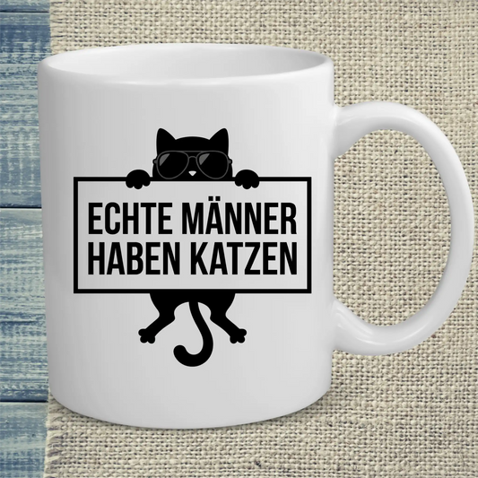 Tasse 325ml - Echte Männer haben Katzen - Katze, Cat Guy