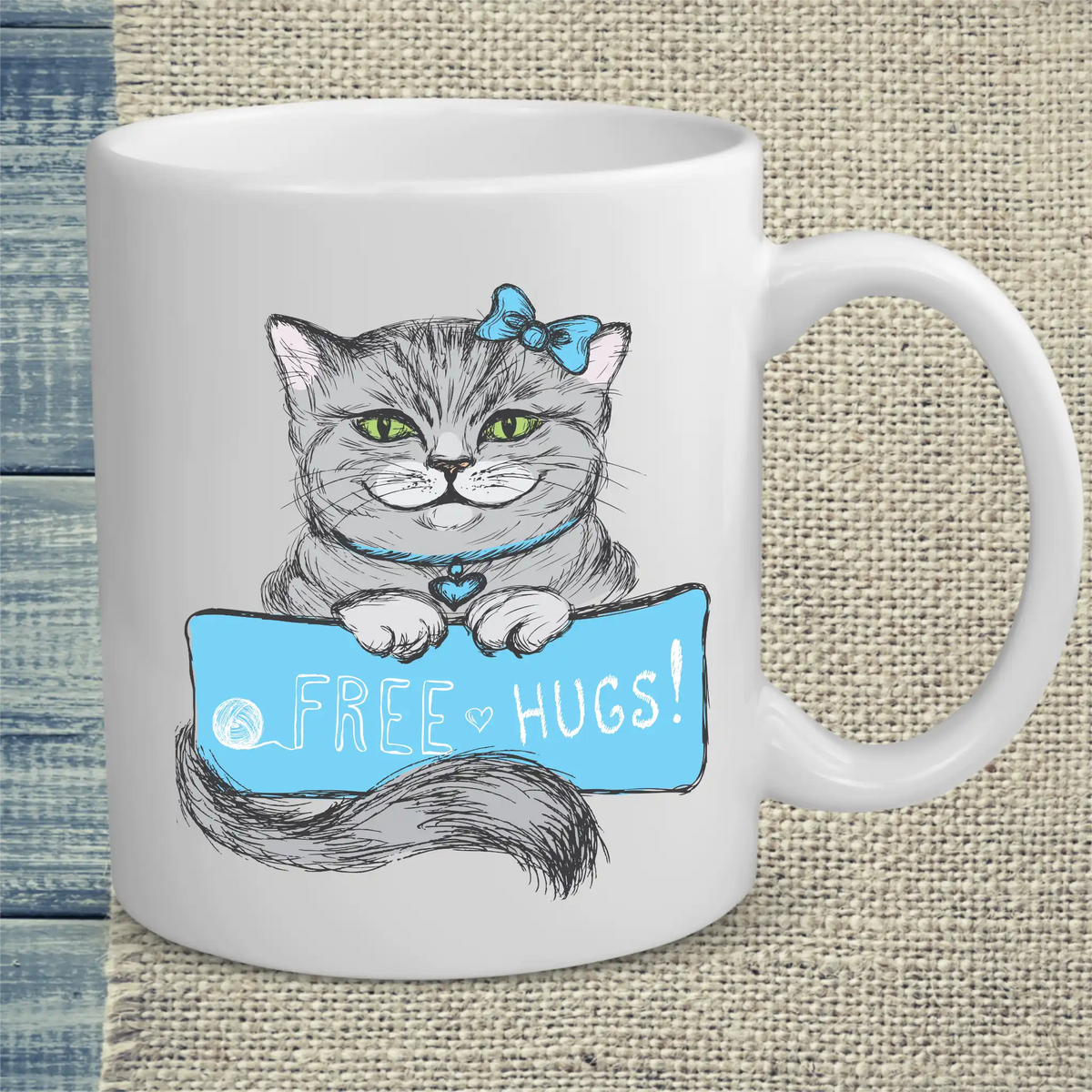 Tasse 325ml - Free Hugs - Katze