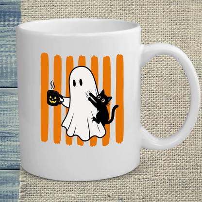 Tasse 325ml - Geist und Katze - Katze & Kaffee, Halloween