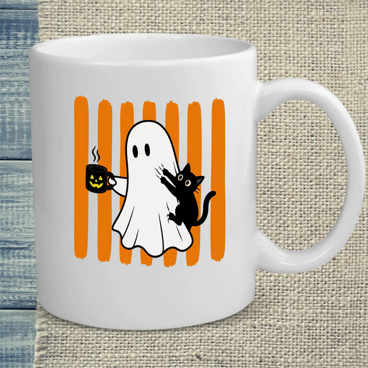 Tasse 325ml - Geist und Katze - Katze & Kaffee, Halloween