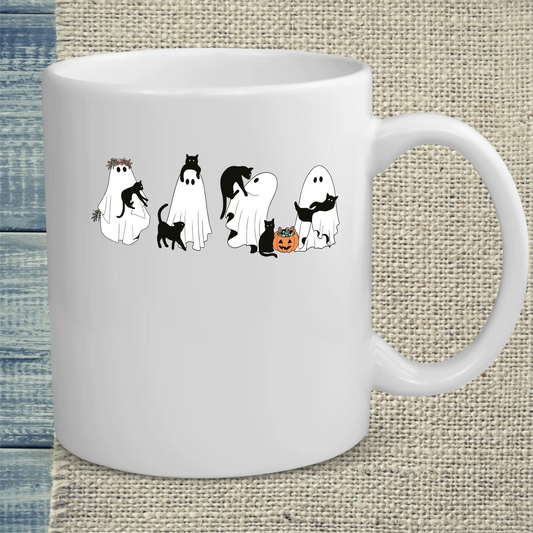 Tasse 325ml - Gespenster und Katzen - Katze, Halloween