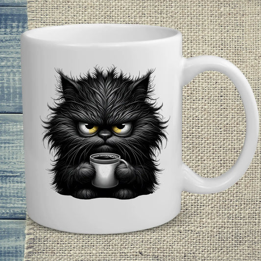 Tasse 325ml - Grantige Katze mit Kaffee - Katze & Kaffee