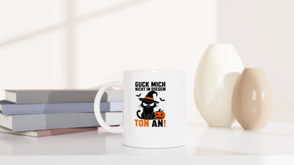 Tasse 325ml - Guck mich nicht - Halloween - Katze, Halloween
