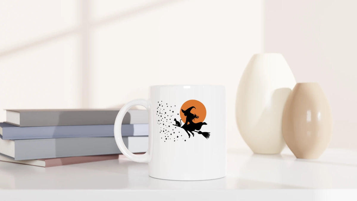 Tasse 325ml - Hexenflug - Katze, Halloween