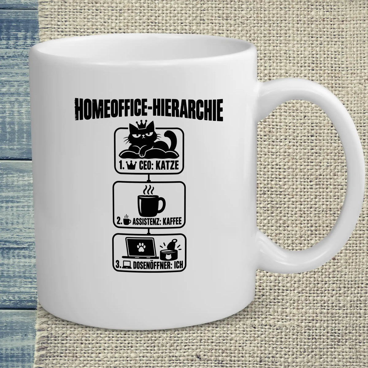 Tasse 325ml - Homeoffice-Hierarchie - Katze & Kaffee