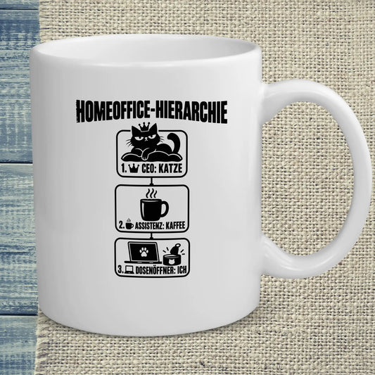 Tasse 325ml - Homeoffice-Hierarchie - Katze & Kaffee