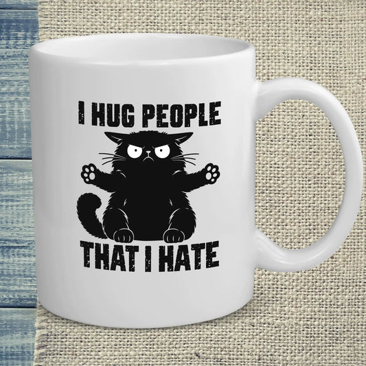 Tasse 325ml - I Hug People That I Hate - Back - Katze, Back