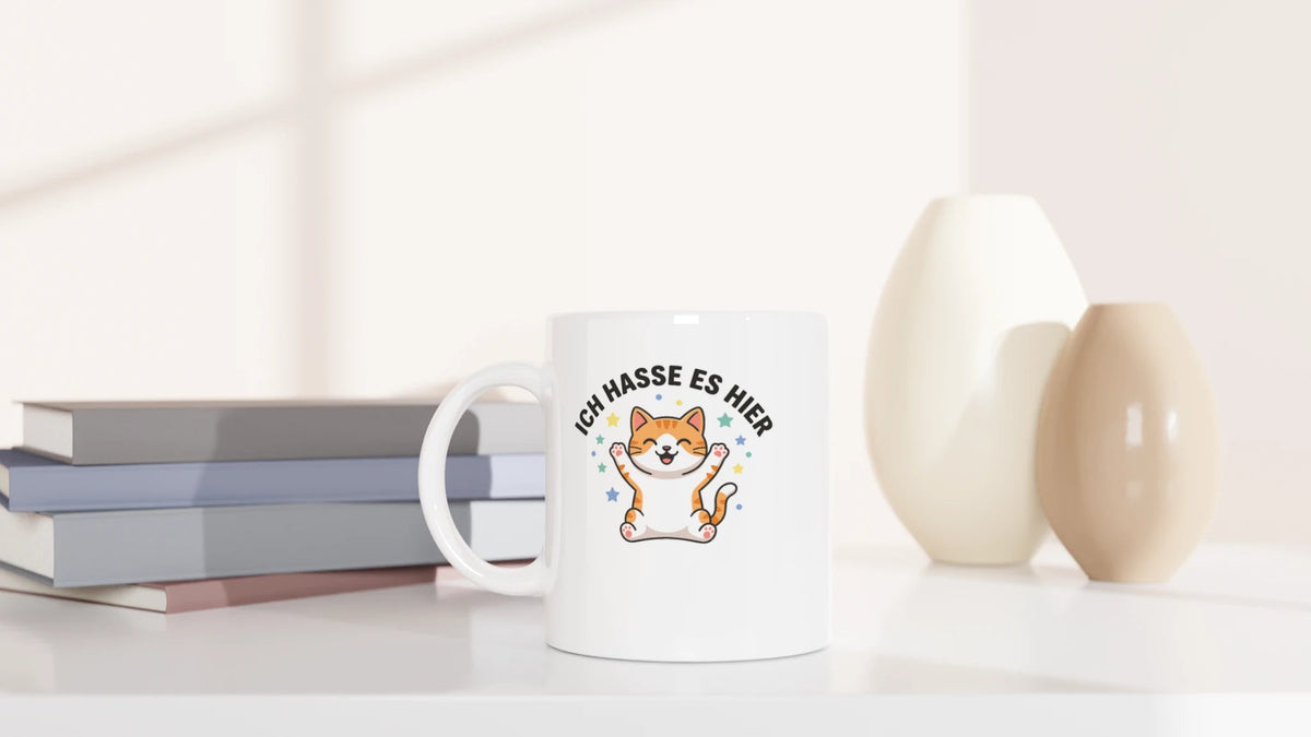 Tasse 325ml - Ich hasse es hier - Katze, Orange