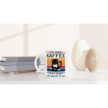 Tasse 325ml - Ich mag Kaffe und 3 Leute - Katze & Kaffee