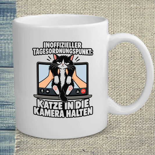 Tasse 325ml - In die Kamera halten - Katze