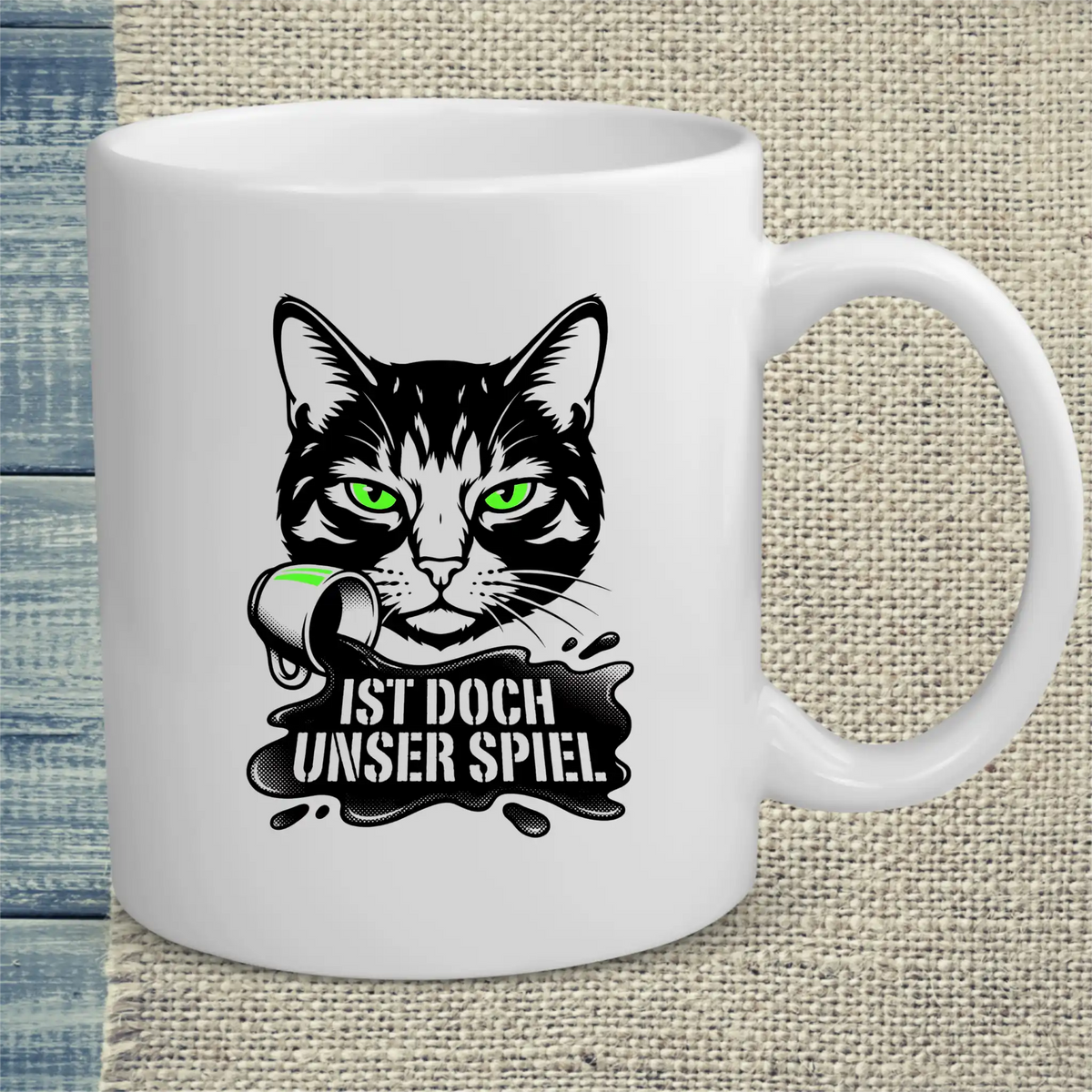 Tasse 325ml - Ist doch unser spiel - Katze & Kaffee, Black Edition