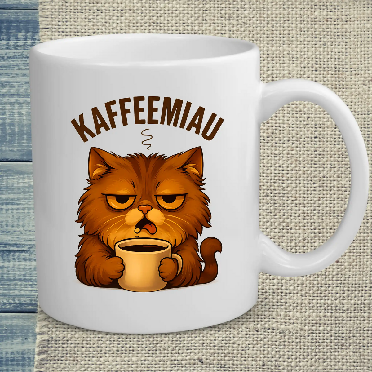 Tasse 325ml - KaffeeMiau - Katze mit Kaffee - Katze & Kaffee