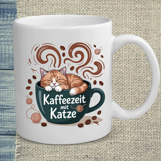 Tasse 325ml - Kaffeezeit mit Katze - Katze & Kaffee