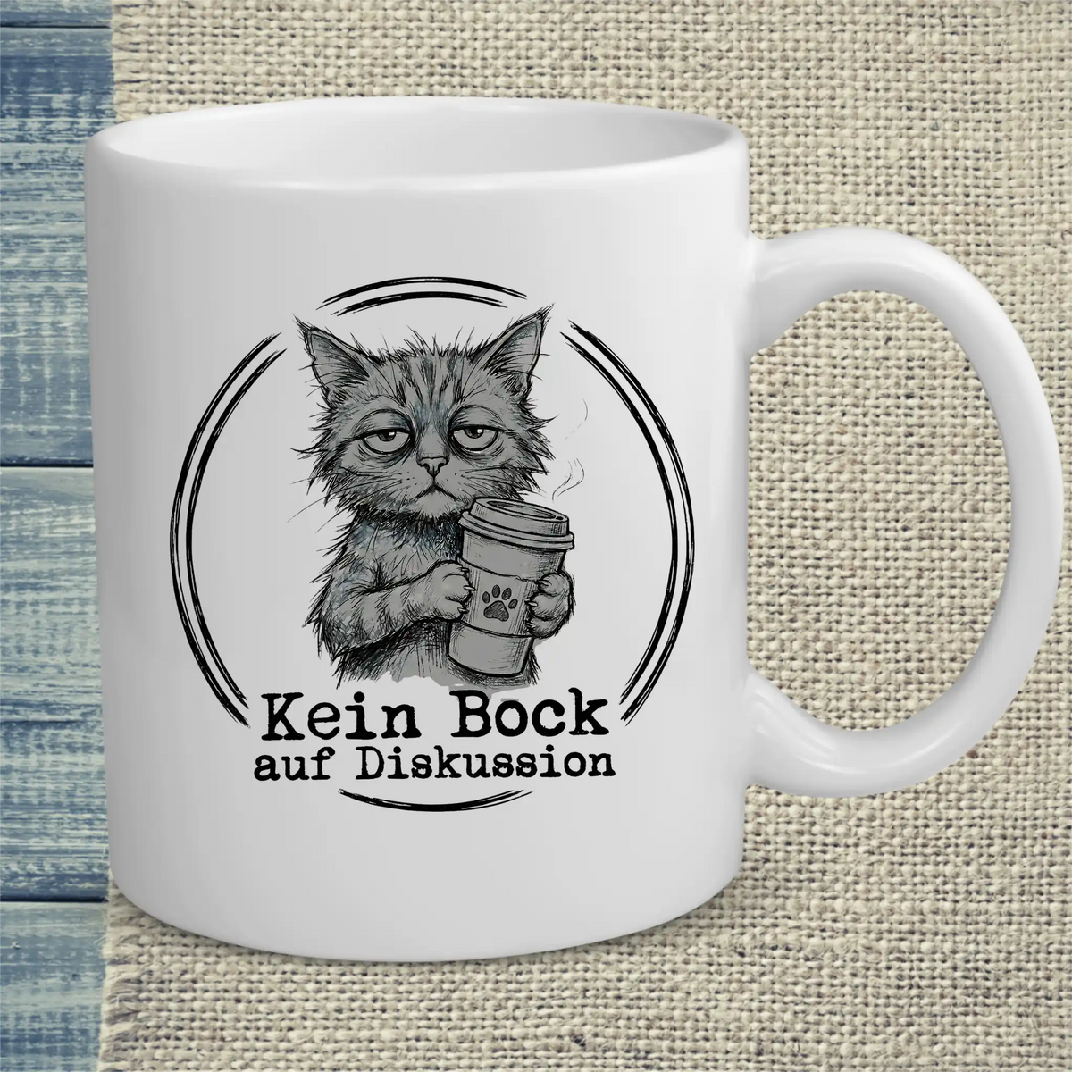 Tasse 325ml - Kein Bock auf Diskussion - Katze & Kaffee