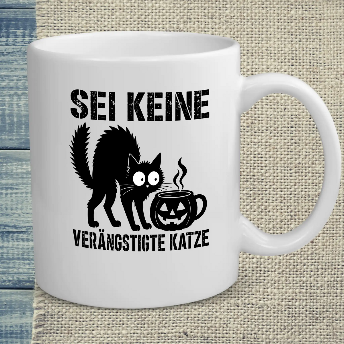 Tasse 325ml - Keine verängstigte Katze - Katze & Kaffee, Halloween