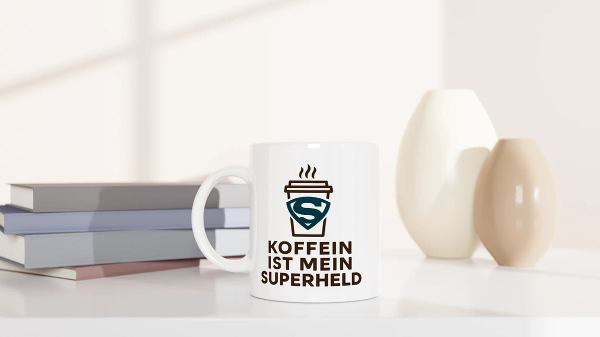 Tasse 325ml - Koffein ist mein Superheld Becher - Kaffee