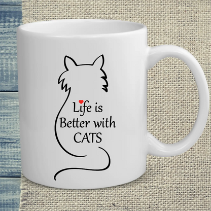 Tasse 325ml - Live is better with cats - Katze