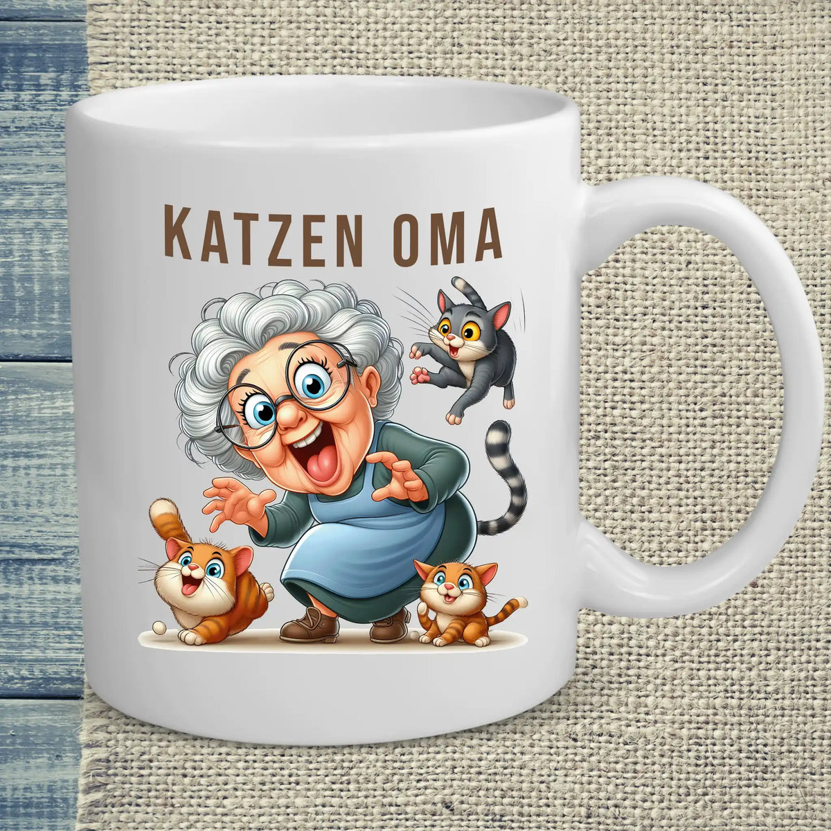 Tasse 325ml - Lustige Katzen Oma - Kaffee, Cat Lady