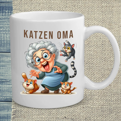 Tasse 325ml - Lustige Katzen Oma - Kaffee, Cat Lady