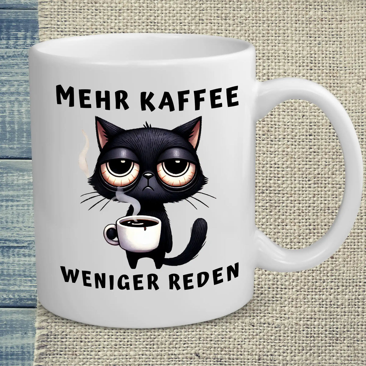 Tasse 325ml - Mehr Kaffee - Weniger Reden - Katze & Kaffee
