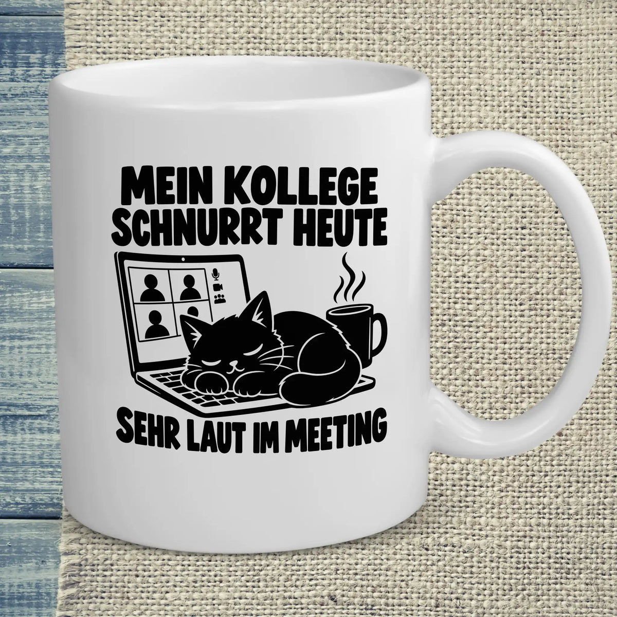 Tasse 325ml - MEIN KOLLEGE SCHNURRT HEUTE - Katze